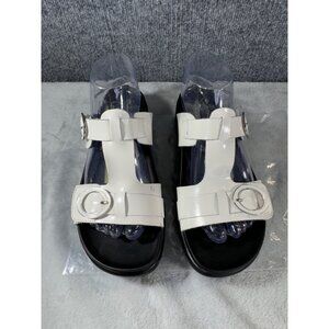 Alegria womens size 9  EURO 39 White Leather Sandals With Buckles slip on